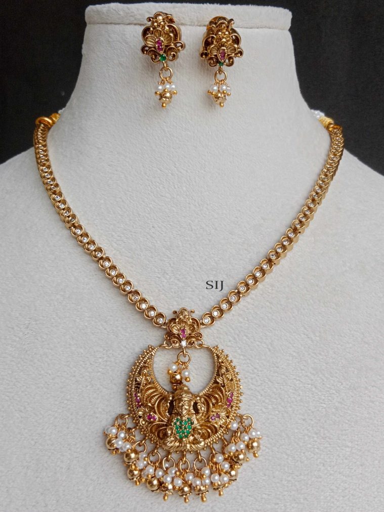 Antique White Stone Lakshmi Necklace SPAIN02522