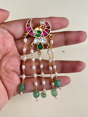 Peacock Jadau Pearl Hanging Earrings SPAIE02528