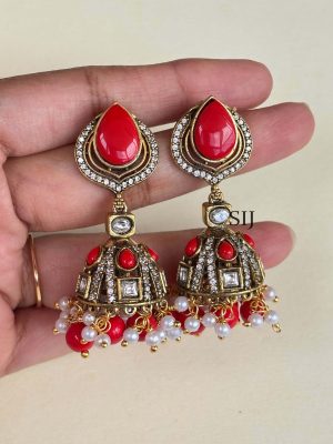 Victorian Coral Jhumkas SPAIE02529