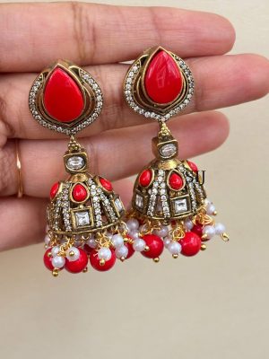 Victorian Coral Jhumkas SPAIE02529