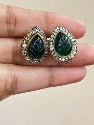Green Stone Ear Studs SPAIE02538