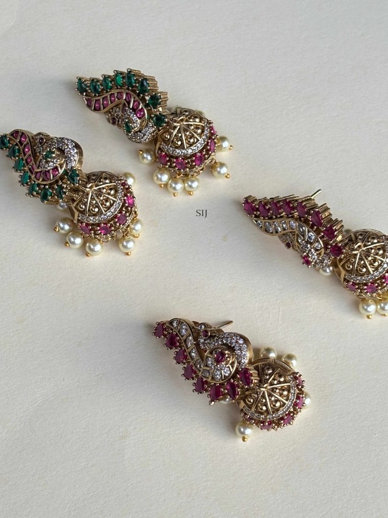 Stone Peacock Jhumkas SPAIE02544