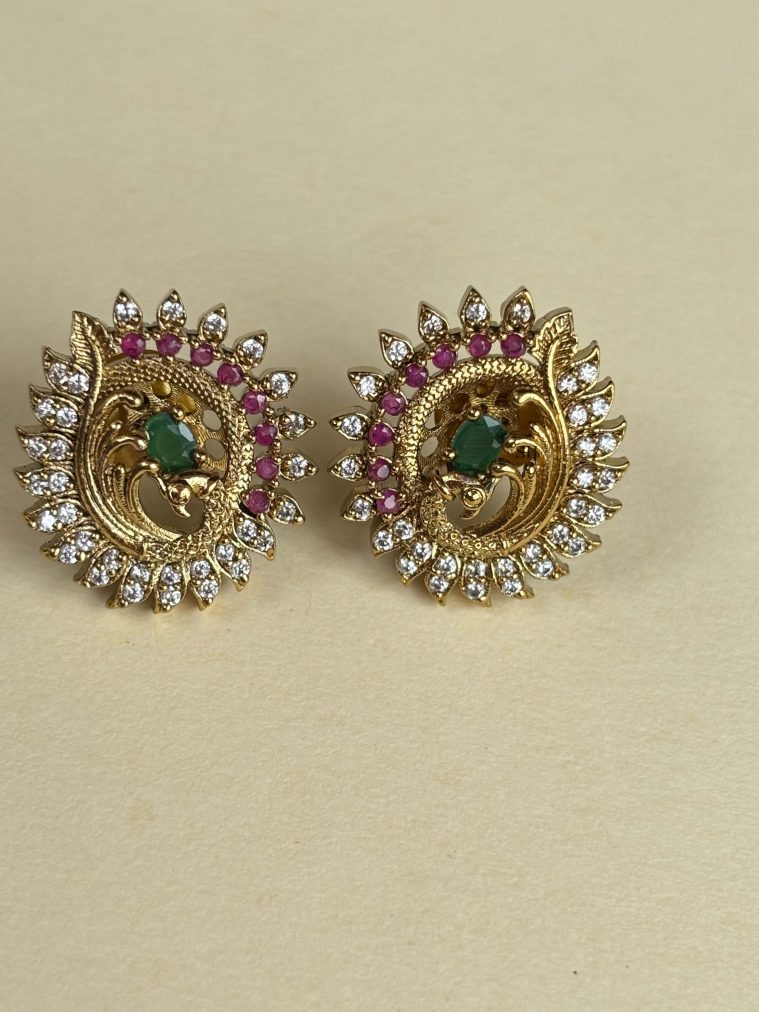 Stone Peacock Stud Earrings SPAIE02569