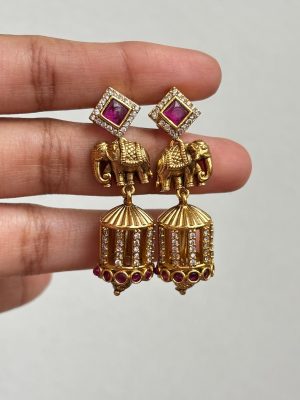 Ruby Elephant Jhumkas SPAIE02572