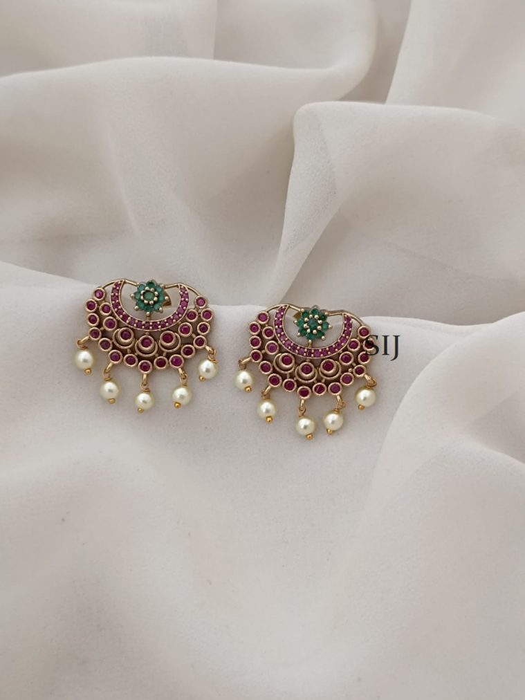 Ruby And Emerald Chandbali Earrings ARJIE02654