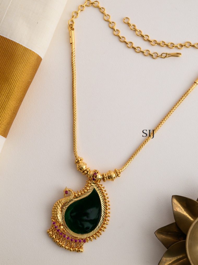 Peacock Palakka Pendant Chain (Left) AJPIPC03443