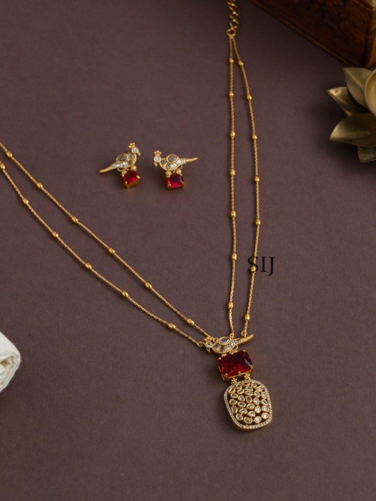 Stone Layered Bird Necklace AJPIN03461