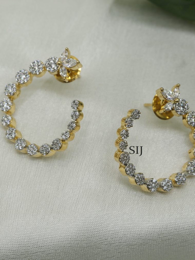 White Stone Hoop Earrings KYRIE00493
