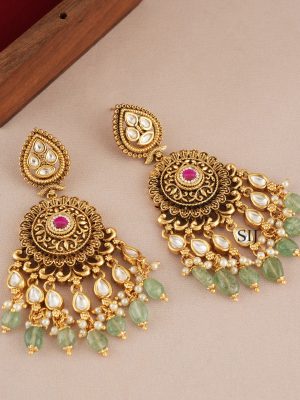 Long Kundan Earrings SMAIE00648