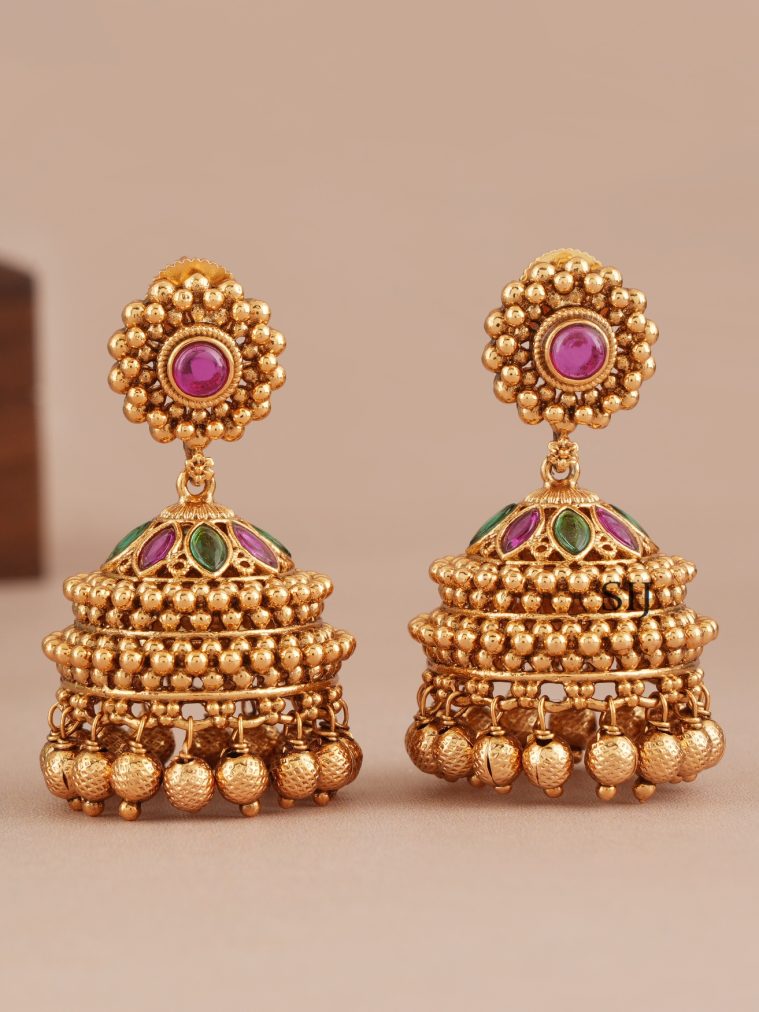 Antique Stone Jhumkas SMAIE00651