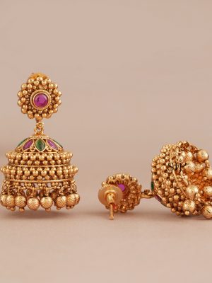 Antique Stone Jhumkas SMAIE00651