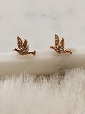 Antique Stone Bird Stud Earrings SHADE00708