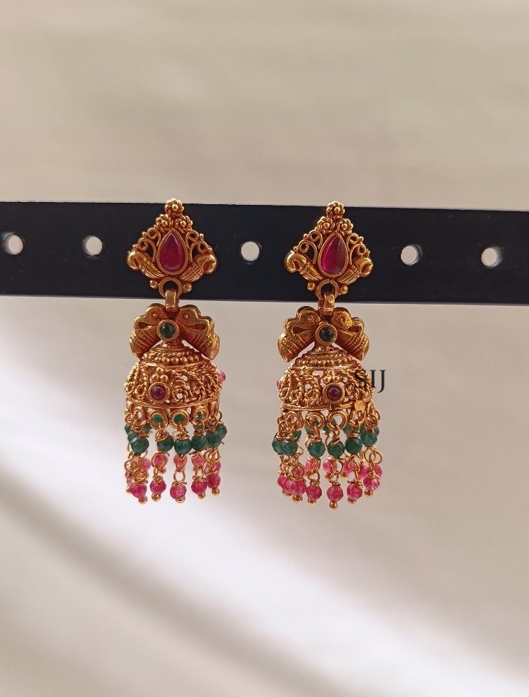 Antique Stone Jhumkas DIVIE00790