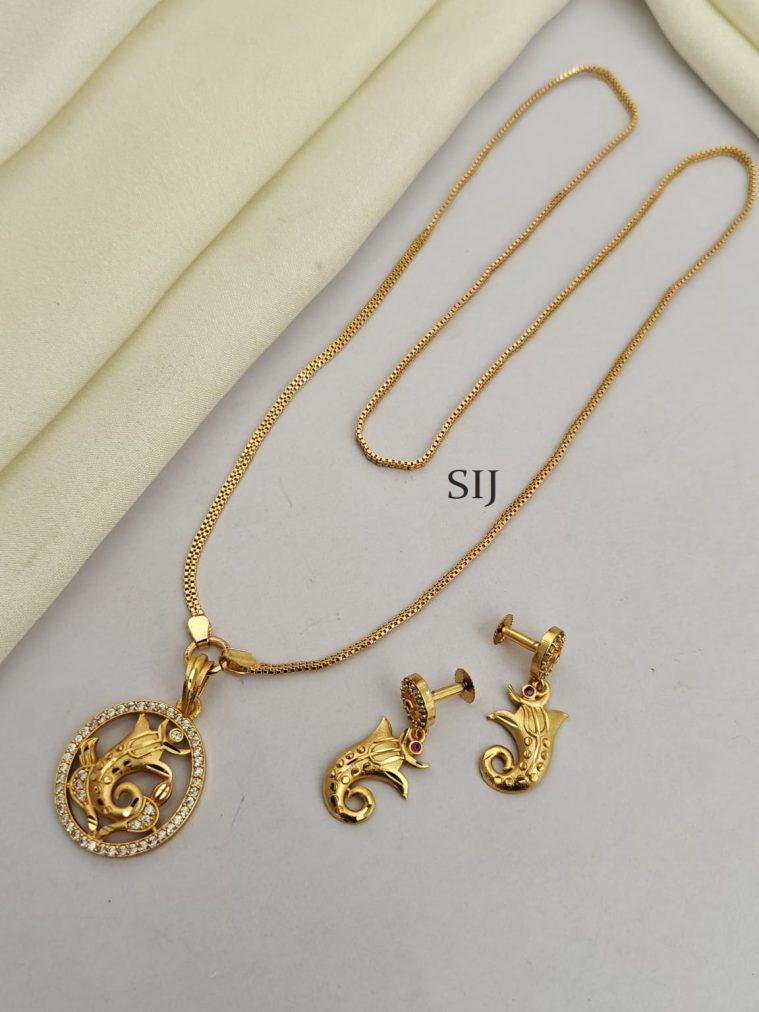 Antique Vinayakar Dollar Chain LADIPC00897
