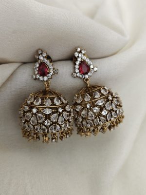 White Stone Jhumkas LADIE00926