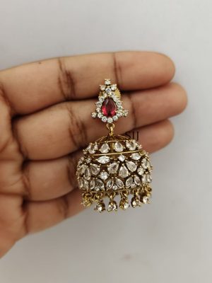 White Stone Jhumkas LADIE00926