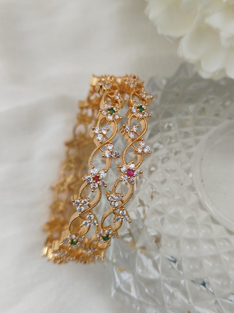 AD Stone Flower Bangles DHEIB02614