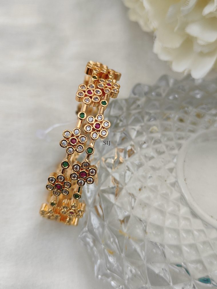 AD Stone Flower Bangles DHEIB02615