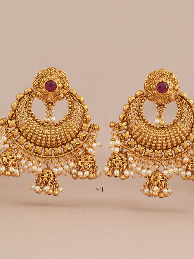Antique Chandbali Pearl Earrings SMAIE00680