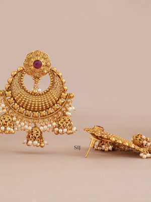 Antique Chandbali Pearl Earrings SMAIE00680