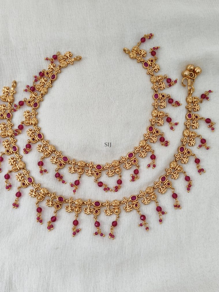 Antique Red Beads Anklets DHEIAN02599