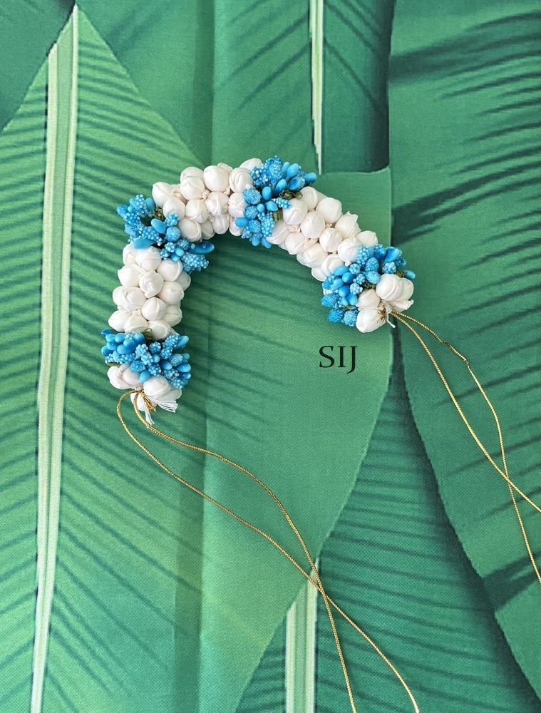 Artificial Jasmine And Blue Veni For Hair DIVIHA00827