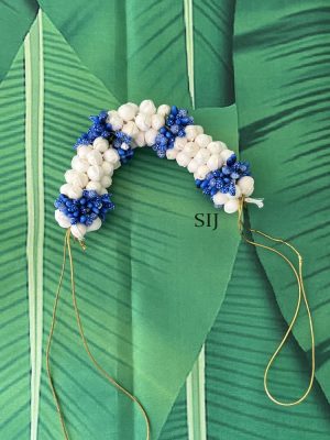Artificial Jasmine And Navy Blue Veni For Hair DIVIHA00826
