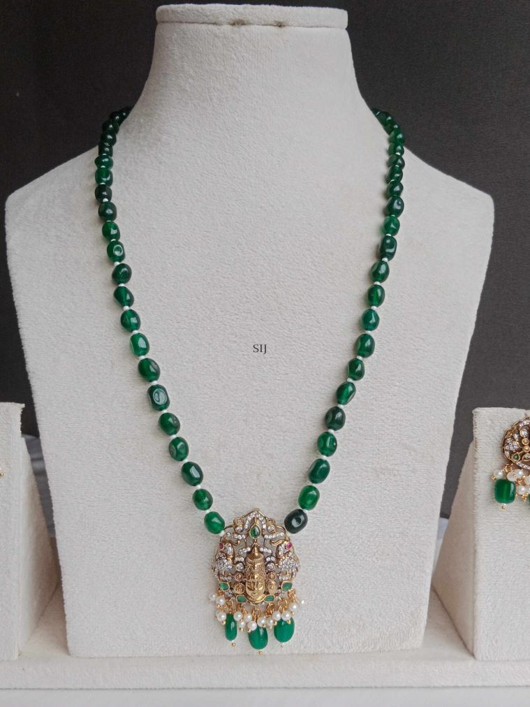 Balaji Pendant Green Beads Chain SPAIPC02623