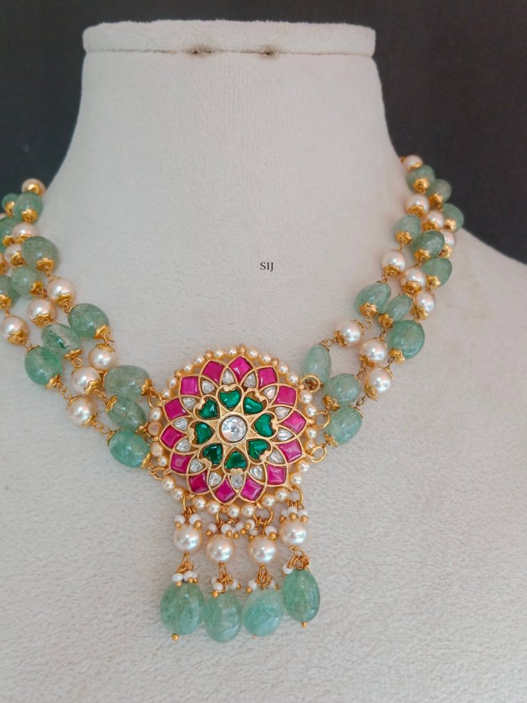 Beaded Jadau Pendant Choker SPAIC02611