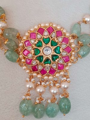 Beaded Jadau Pendant Choker SPAIC02611