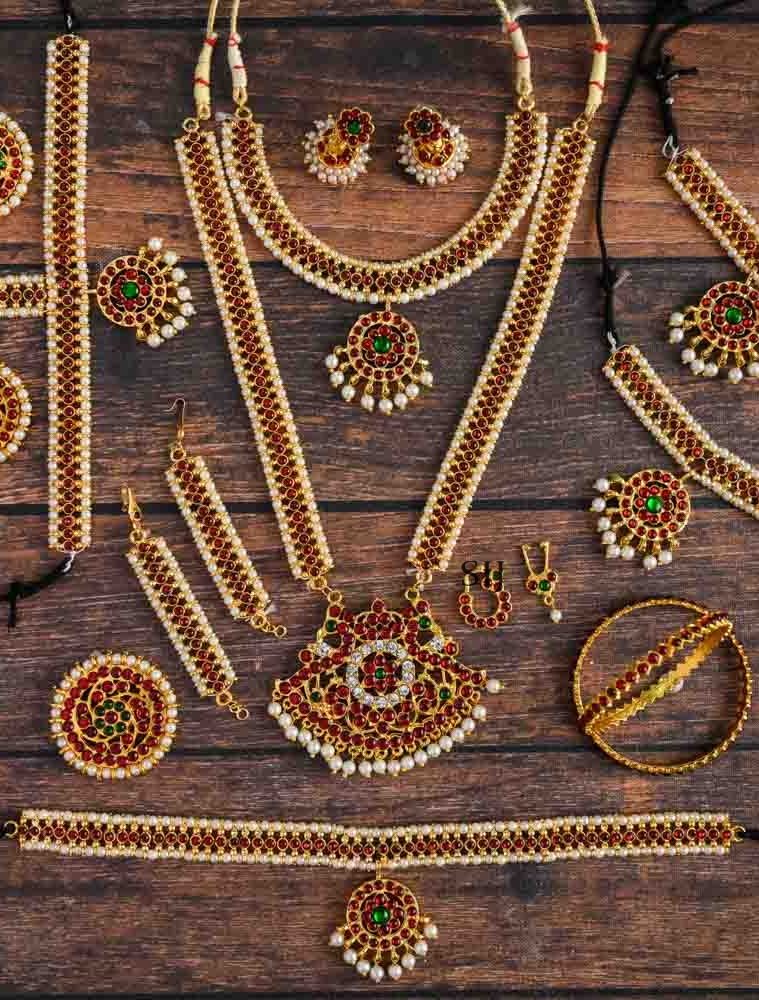 Bharatanatyam Kemp Jewellery Sets-Kids AADIJS01465