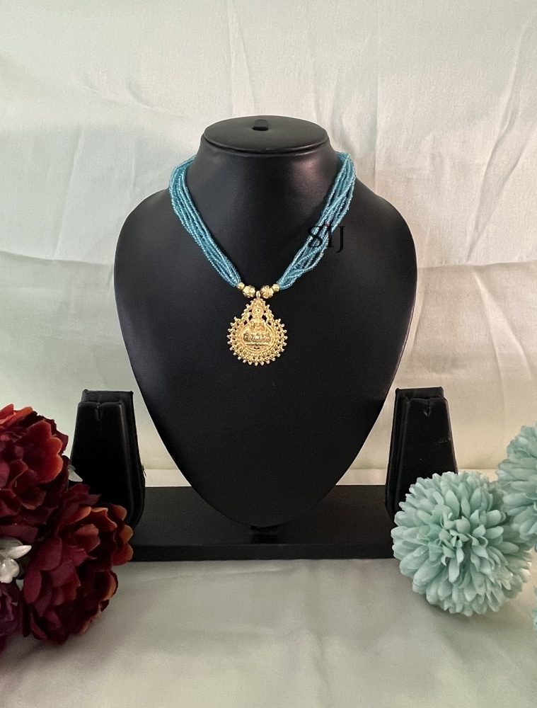 Blue Beaded Lakshmi Necklace DIVIN00793