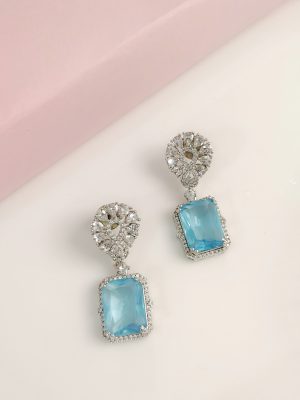 Blue & CZ Stone Drop Earrings BELIE00144