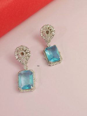 Blue & CZ Stone Drop Earrings BELIE00144