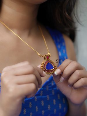 Blue Palakka Pendant Chain VARIPC01162