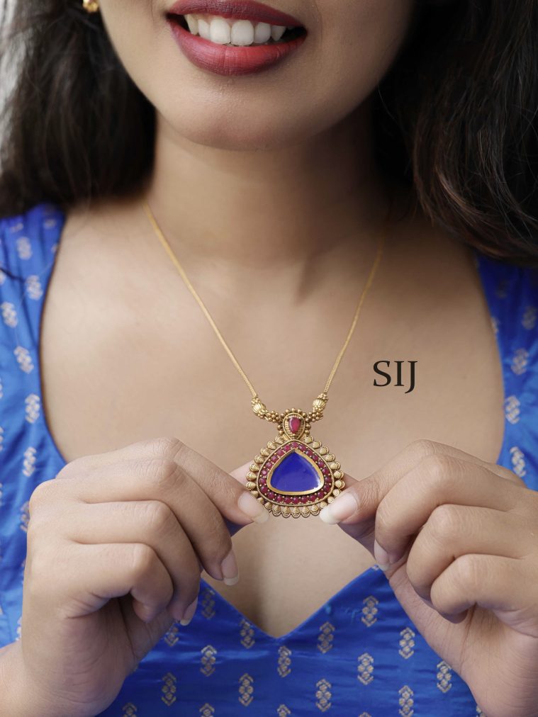 Blue Palakka Pendant Chain VARIPC01162