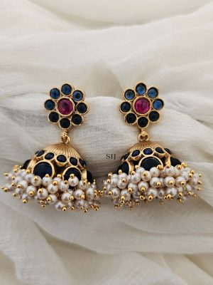 Blue Stone with Pearl Jhumka CHEIE03129