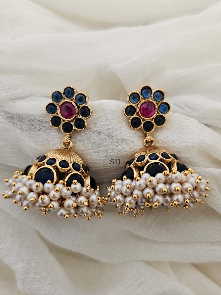 Blue Stone with Pearl Jhumka CHEIE03129