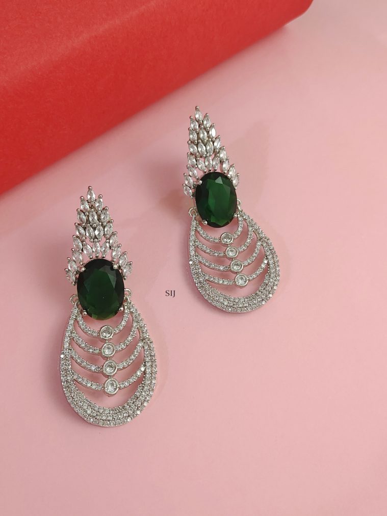 Emerald& CZ Stone Earrings BELIE00148