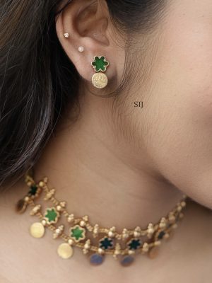 Emerald Floral Lakshmi Coin Choker VARIC01169