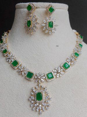 Emerald White Stone Necklace SPAIN02506