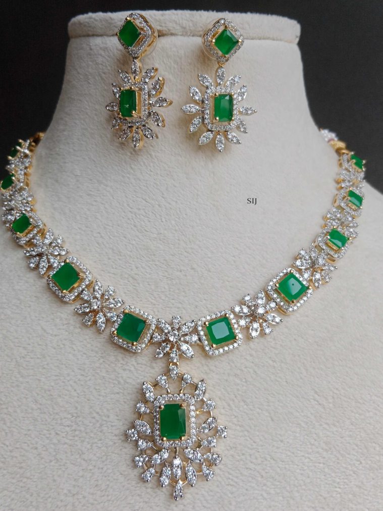 Emerald White Stone Necklace SPAIN02506