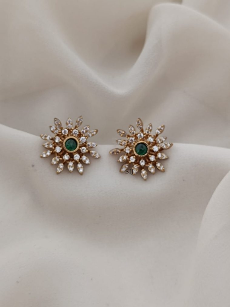 Emerald and White Stone Earstuds
