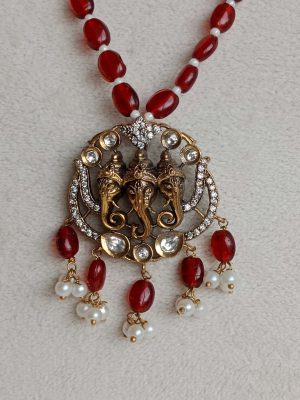 Ganesha Maroon Red Beads Chain SPAIPC02622