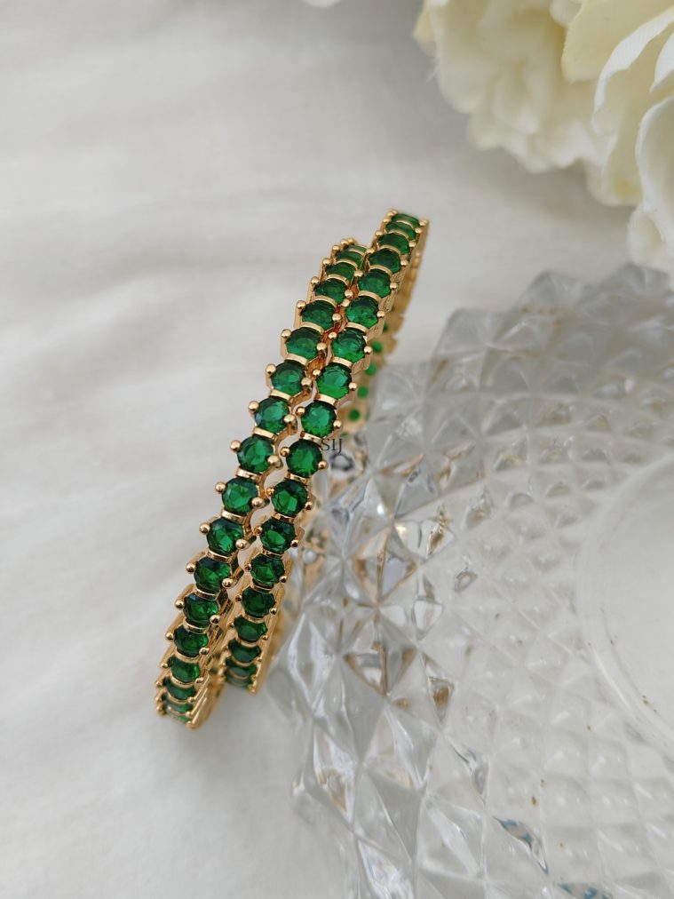 Green Stone Bangles DHEIB02619