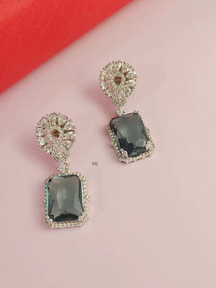 Grey& CZ Stone Drop Earrings BELIE00145
