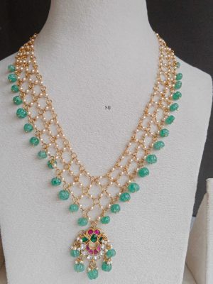 Jadau Pumpkin Beads & Pearl Necklace SPAIN02612