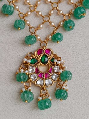 Jadau Pumpkin Beads & Pearl Necklace SPAIN02612