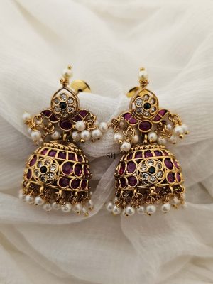 Kemp Stone with Pearl Jhumka CHEIE03132