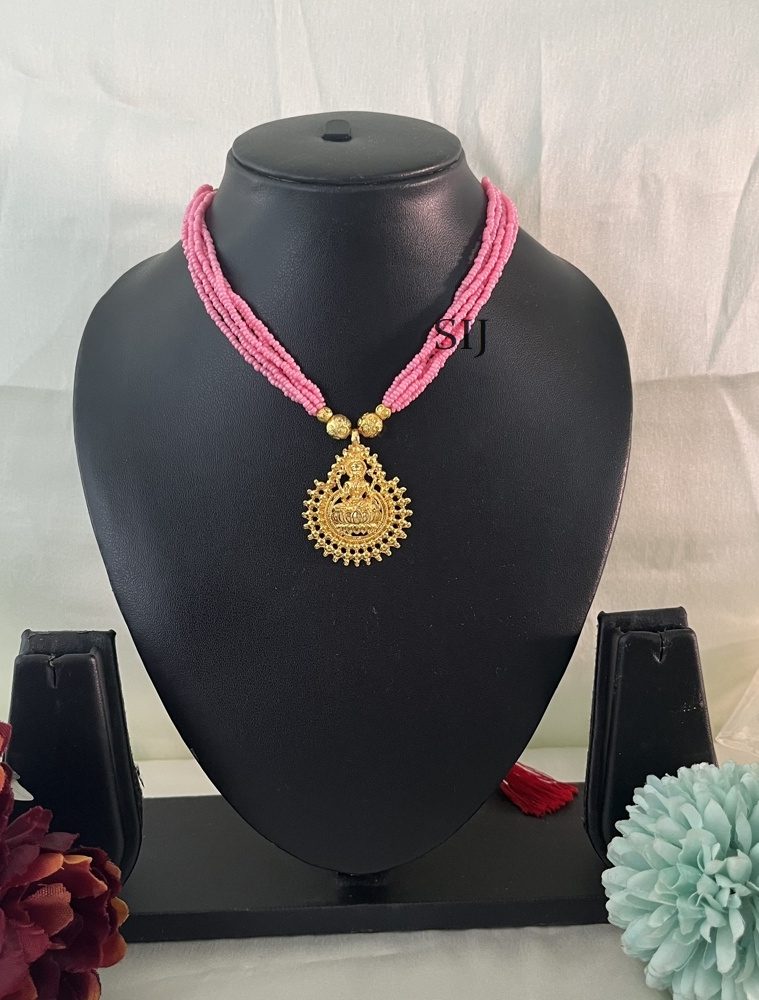 Lakshmi Pink Beaded Necklace DIVIN00795